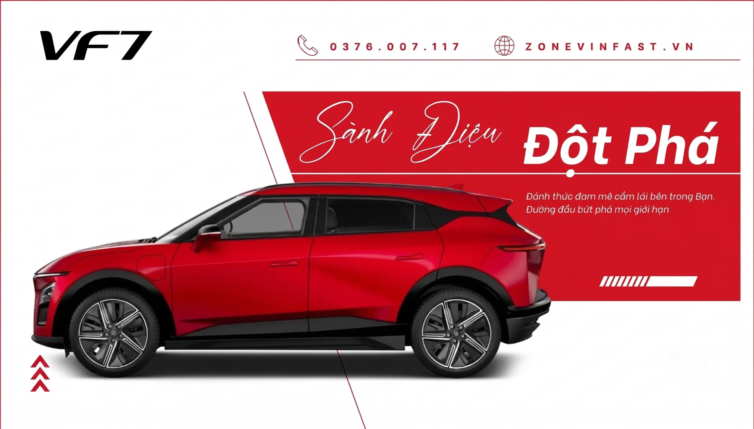 Xe ô tô điện VinFast VF 7 màu đỏ sành điệu đột phá - Zone VinFast hotline 0376007117